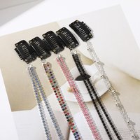 Bling Drill Crystal Tassel Hair Clips Women's Headdress Wedding Diamond Tassel Chain Hairpin Hair Styling Tool Braid Accessories
