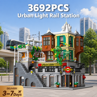 Stedelijke lightrailstation bouwstenen sets stadsarchitectuur modulaire gebouwen assemblagemodel stenen huis ornament speelgoedset volwassenen cadeau