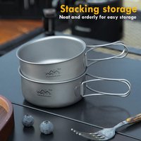 Ultralight Titanium Camping Pot Camping Frying Pan Pot Bowl Picnic Portable Cookware Outdoor Camping Traveling Cooking Supplies