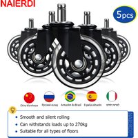 NAIERDI 5PCS Universal Office Chair Wheels Mute Casters 360 Degree Swivel Rollers 50KG Load Replacement Hardware 10mm/11mm