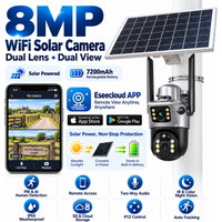 Solarbetriebene WLAN-Sicherheitskamera mit Doppellinse, PIR-Bewegungserkennung, Farb-Nachtsicht, Zwei-Wege-Audio, Wasserdicht IP66