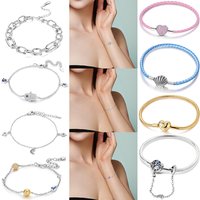 925 Sterling Silver Fashion 17-20CM Bracelet Butterfly Footprint LOVE Heart Shell Butterfly Fit DIY Women Jewelry Gifts Making