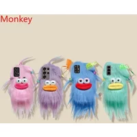 3D Korean Funny Fluffy Plush Monster Case For Samsung Galaxy S26 Ultra S25 FE S25Edge A07 A17 A37 A57 M17 M16 M36 M56 Cute Cover