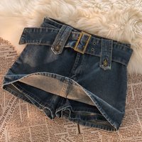 Y2k Sommer neue A-Linie Minirock hohe Taille Street Fashion Denim Retro Straight Tube Hüft wickel rock Damen Gürtel Rock