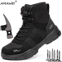 AMAWEI bottes de travail chaussures de sécurité indestructibles hommes chaussures à bout en acier baskets anti-crevaison chaussures pour homme chaussures femmes chaussures de travail