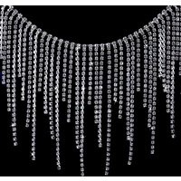 Ducrystal 45/90cm Crystal Glitter Tassel Claw Chain Silver Base rhinestone Tassel Chain DIY Crafts Dress, bag Accessories