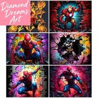 2025 New 5D DIY Diamond Painting Marvel Spider Man Full Round Diamond Mosaic Iron Man Home Decor Perfect Gift
