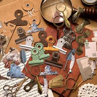50 pcs Retro Hollow Out Hard Cardboard Stickers Set for Handmade Photo Album Scrapbooking Art Craft Journal Decor Paper