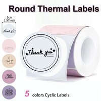 50*50mm Round Thermal Labels 5 Colors Cyclic Self-adhesive Durable Printable Roll Stickers Card Wedding Gift Circle Tag Paper