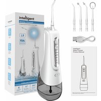 Irrigateur buccal portable, hydropulseur dentaire, aste par USB, jet d'eau, cure-dents, 4 embouts de jet, 220ml, 4 modes, IPX7, 1600, pliable