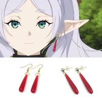 Hot Anime Frieren: Beyond Journey's End Cosplay Earrings Red Drop Earrings Mage Halloween Party Costume Props for Women Girls