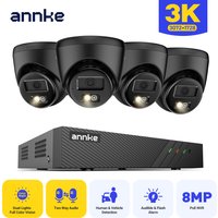 ANNKE H500P Caméra de sécurité POE Ultra HD 3K H.265+ NVR 8CH 4k avec caméra de vision nocturne couleur 5MP 2.8MM 123 ° Système de sécurité CCTV avec audio bidirectionnel et grand angle