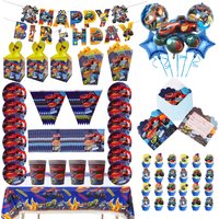 Cartoon Blaze Boy Car Theme Birthday Party Supplies Balloon Decoration Party Tablecloth Napkins Background Banner Gift Bag