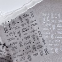 Black White English Letter Art Word Draft Alphabet Character Poster Flat Adhesive Nail DIY Decorative Stickers