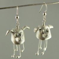 Unique Silver Color Dangle Earrings Woman Carving Pig Pattern Party Daily Wear