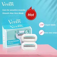 Gillette Venus 5-lagige Klinge, Nachfüll-Rasierklingen, extra glatte, empfindliche Haut, Seifenstück für Frauen, Körperrasur