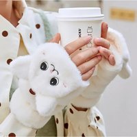AliExpress NONE 1 Pair New Women's Gloves Autumn and Winter Cute Cat Design Cycling Fleece-Lined Thickened Student Writing Flip Girls Gloves