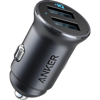 Anker 320 Car Charger 24W Mini Aluminum Alloy Dual USB with Blue LED for iPhone