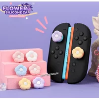 4PCS Cute Flowers Silicone Soft Thumb Stick Grip Cap Protective Cover For Switch 2 Joypad Controller Thumbstick Case Accessories