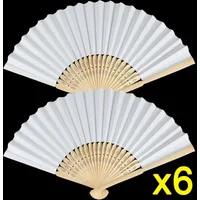 6/1pcs White Foldable Paper Fan Portable Chinese Bamboo Fan Wedding Gifts for Guest Birthday Party Decoration DIY Kids Painting