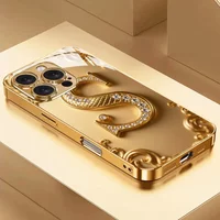Luxury Golden Letter S Design Tempered Glass Phone Case For Samsung Galaxy S25 Ultra S24 S23 Plus S25 FE S23Ultra Funda Cover