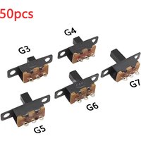 50Pcs Slide Switch Ss12F15G3-G7 (1P2T) 2nd Gear 3Pin Vertical Small Mini Toggle Interruptor Black Without Fixed Ear 19.6*5.8*5H