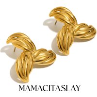 MamacitaSlay 316L Stainless Steel Twisted Shape Stud Earrings 18K Gold PlatedElegant Waterproof Jewelry For Women Daily Wear