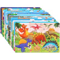 NEW Wooden 30pcs Puzzles Animal Dinosaur Cartoon Plane Puzzle Intellectual Building Block Toys for gift