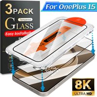 For OnePlus 15 HD 9H Tempered Glass with Easy Install Tool Scratch Resistant Full Cover Screen Protector for One Plus 15 1+15