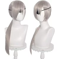 Anime COS Quanxi Cosplay Silver Long Wig Eyes Patch Halloween Party Role Play Heat-resistant Fiber Hair