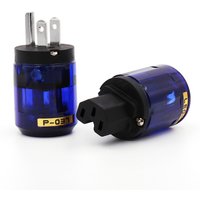 Pair P-037 Hi-end Rhodium Plated US/EU Power Connector + IEC C15 Female Connector US Version AC Power Plug