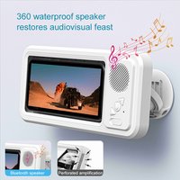 Waterproof Shower Phone Holder, Bluetooth Speaker, Anti-Fog Touch Screen, Wall Mount, Bathroom, IPX4