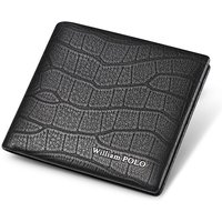 WILLIAMPOLO 100% Genuine Leather Wallet Men Crocodile Pattern Men Card Holder Wallet Real Cowhide Wallets For Man