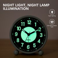 4.5 Inch Vintage Alarm Clock Silents Non Ticking Alarm Retro Round Analog Clocks Glow-In-The-Dark Battery Operated Alarm Clock