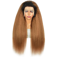 Ombre Blonde Soft 26“Long kinky straight 180Density Lace Front Wig For Women Babyhair Prelucked Heat Resistant Synthetic Glueles