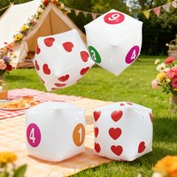 Aufblasbares Herzwürfel-Set – Valentinstagsparty-Requisiten, Zahlenwürfel für Spielzimmer und aufblasbares Würfelspiel im Hinterhof