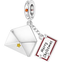 PANPOKI 925 Sterling Silver Christmas Envelope Greeting Card Charms Beads Pendant DIY Bracelet Necklace Jewelry Souvenir Gifts