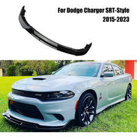 4PCS Front Bumper Lip Splitter Spoiler Body Kit For Dodge Charger 2015-2023 SRT-Style Glossy Black Carbon Fiber Look