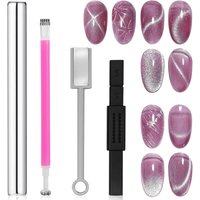 YIKOOLIN 4Pcs Cat Eye Nail Art Magnet Set Double-Headed Magnetic Wands Gel Polish Compatible Manicure Tools for Creating Unique