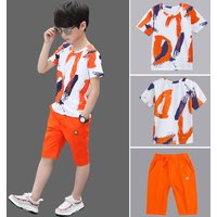 Boys Clothing Sets Summer 2024 Cotton Teenage Kids Boys Suit For 4 6 8 10 12 14 Years Children Short Sleeve Shirt Shorts Set