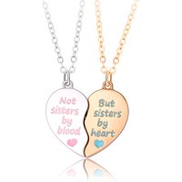 2Pcs "Not sisters by blood, But sisters by heart" Letters Heart-shaped Magnetic Necklace for Women BFF Friendship Birthday Gifts