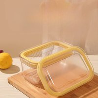Airtight Butter Slicer Cutter and Keeper with Storage Container, Plastic Butter Container Dish with Lid for Fridge, Easy to Cut