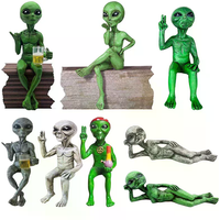 Resin Alien Statue Figurine Creative Art Sculpture Indoor Outdoor Home Yard Office Decoration Collectible