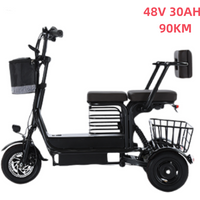 10-Zoll-Elektro-Dreirad für ältere Menschen/Erwachsene mit 2 Sitzplätzen, 800 W, 48 V, 3 Räder, Pendler-Elektroroller mit Stauraum, LCD