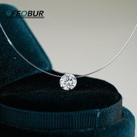 Certified D VVS1 0.5-5CT Moissanite Pendant Necklace for Women 925 Sterling Silver Transparent Fishing Line Chain Party Jewelry