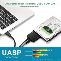 SATA to USB 3.0 Adapter Cable for 2.5" 3.5" Inch SSD HDD SATA III Hard Drive Disk Converter Support UASP with 12V Power Adapter