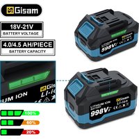 Akumulator litowo-jonowy Gisam 4.0AH 4.5AH do wiertarki bezprzewodowej/klucza bezszczotkowego/wkrętarki, kompatybilny z pinami akumulatorów Makita 18V