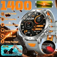 Nouvelle Montre Intelligente Militaire 2026, Batterie 1400mAh, Étanche 5ATM, Lampe Torche, Suivi Cardiaque, Tracker Sportif, Smartwatch Homme T-Rex 3 Ultra