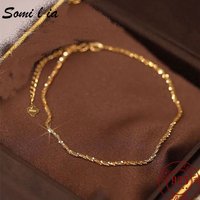 SOMILIA S925 Sterling Silver Bracelet 18K Gold Plated Sparkling Glitter Bracelet Real Money Hand Jewelry Lady Strap Holiday Gift