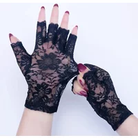 Hot Women Short Lace Half Finger Lace Sun Protection Gloves Fingerless Lace Wedding Decoration Gloves Fingerless Style